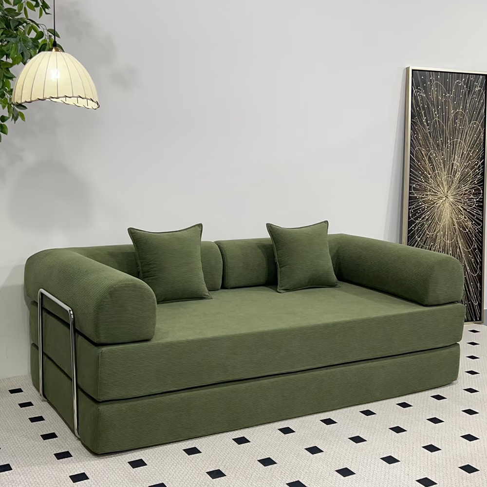 Small bedroom internet famous high-density rebound sponge compression sofa, modern living room straight row sofa, three seater gray - 画像 (3)