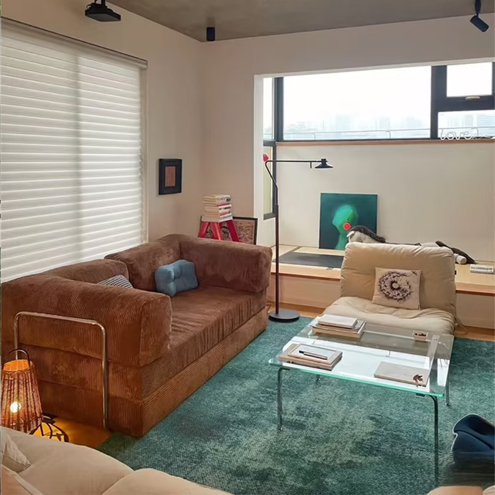 Small bedroom internet famous high-density rebound sponge compression sofa, modern living room straight row sofa, three seater gray - 画像 (4)