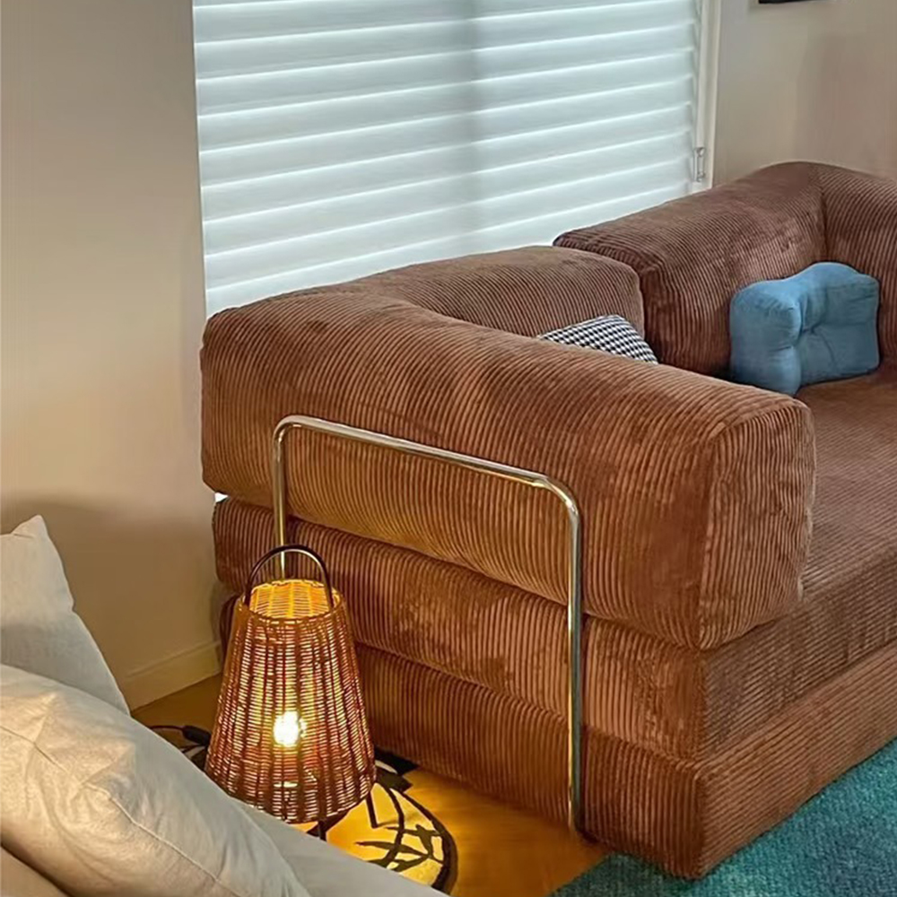 Small bedroom internet famous high-density rebound sponge compression sofa, modern living room straight row sofa, three seater gray - 画像 (5)