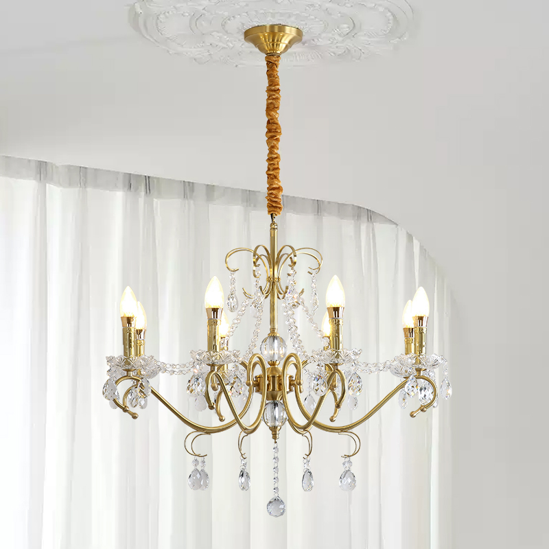 French medieval style candle pendant light American retro living room light dining room bedroom art pastoral style light luxury crystal light-8101 - Image 4