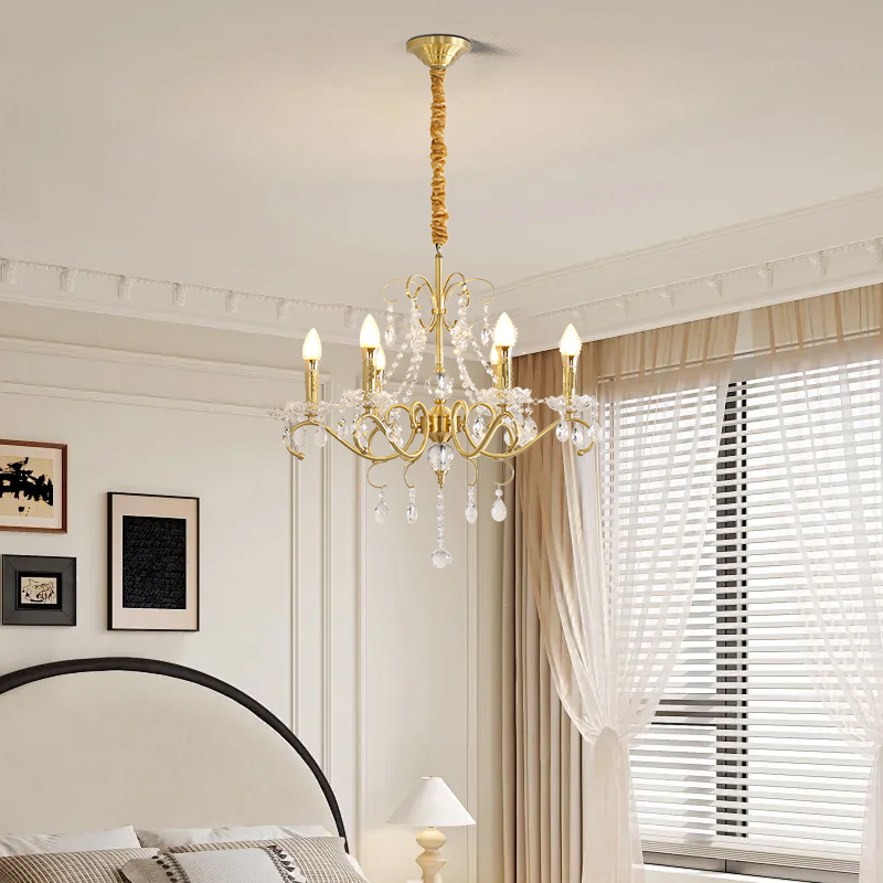 French medieval style candle pendant light American retro living room light dining room bedroom art pastoral style light luxury crystal light-8101 - Image 7