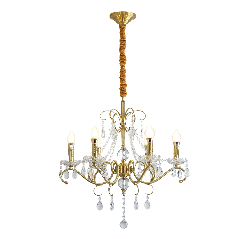 French medieval style candle pendant light American retro living room light dining room bedroom art pastoral style light luxury crystal light-8101 - Image 8