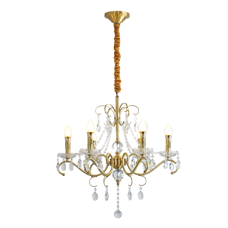 French medieval style candle pendant light American retro living room light dining room bedroom art pastoral style light luxury crystal light-8101 - Image 9