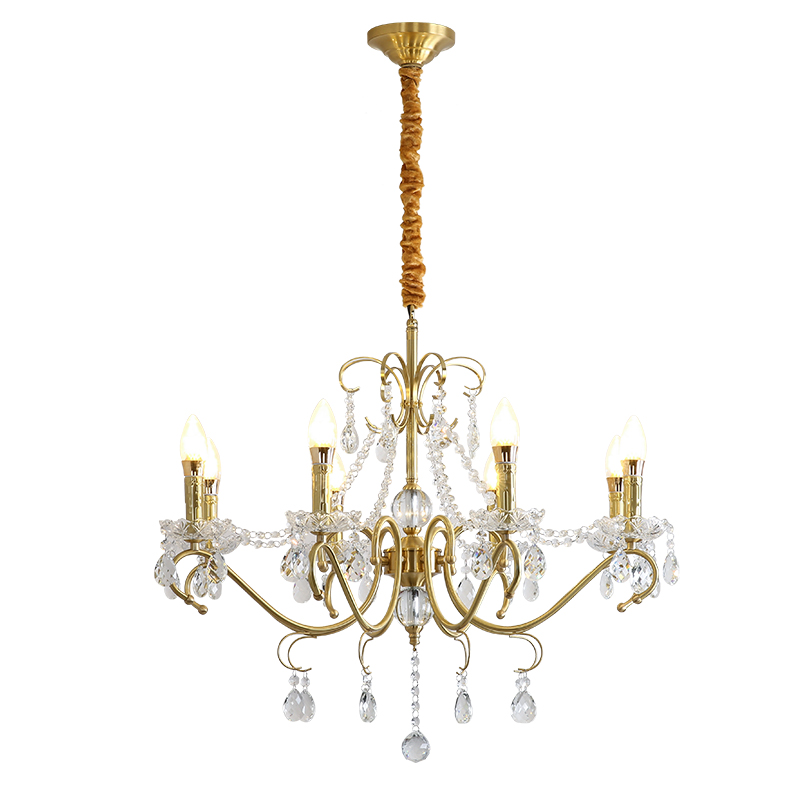French medieval style candle pendant light American retro living room light dining room bedroom art pastoral style light luxury crystal light-8101 - Image 10