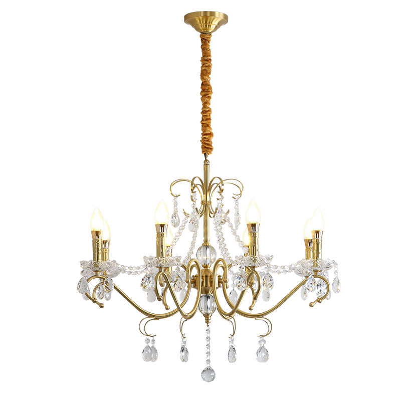 French medieval style candle pendant light American retro living room light dining room bedroom art pastoral style light luxury crystal light-8101 - Image 11