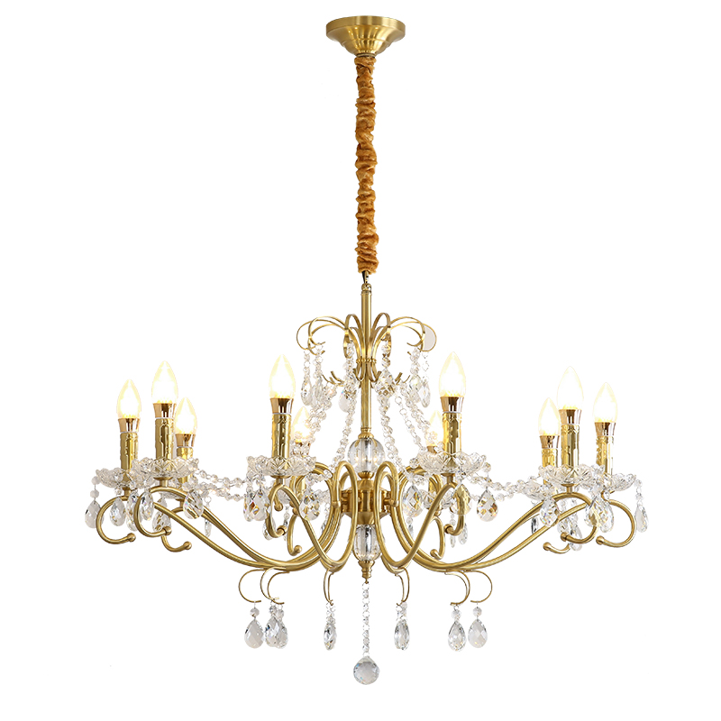 French medieval style candle pendant light American retro living room light dining room bedroom art pastoral style light luxury crystal light-8101 - Image 12