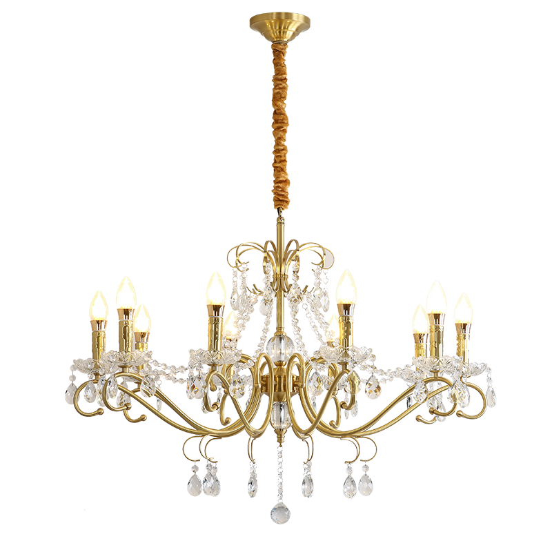 French medieval style candle pendant light American retro living room light dining room bedroom art pastoral style light luxury crystal light-8101 - Image 13