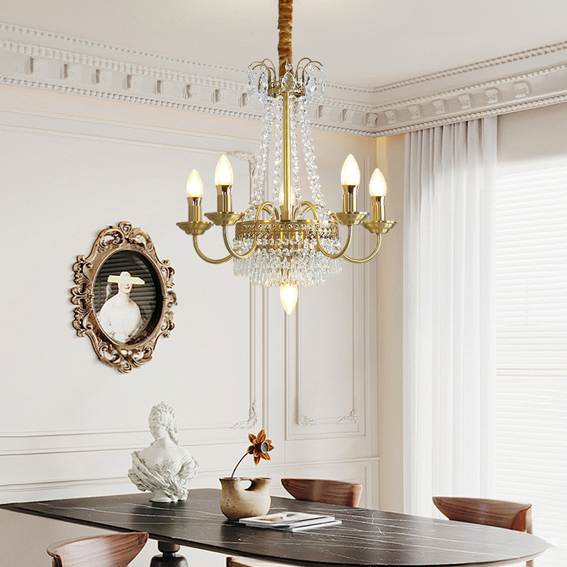 Light luxury high-end crystal chandelier, French retro style dining room bedroom lamp, bar counter chandelier, 2025 new lighting fixtures-8012 - الصورة 3