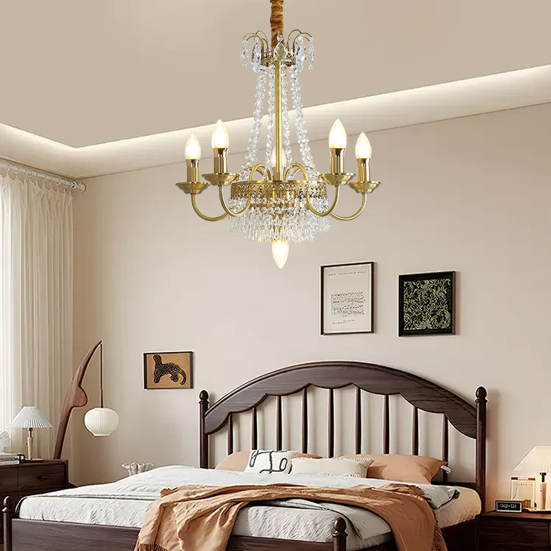Light luxury high-end crystal chandelier, French retro style dining room bedroom lamp, bar counter chandelier, 2025 new lighting fixtures-8012 - الصورة 6