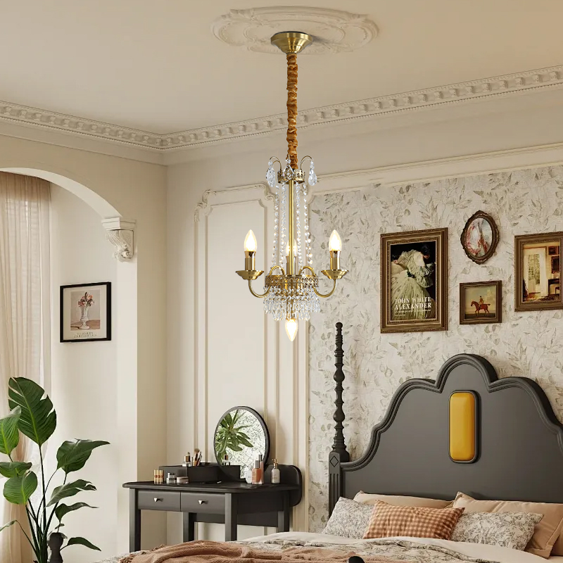 Light luxury high-end crystal chandelier, French retro style dining room bedroom lamp, bar counter chandelier, 2025 new lighting fixtures-8012 - الصورة 7