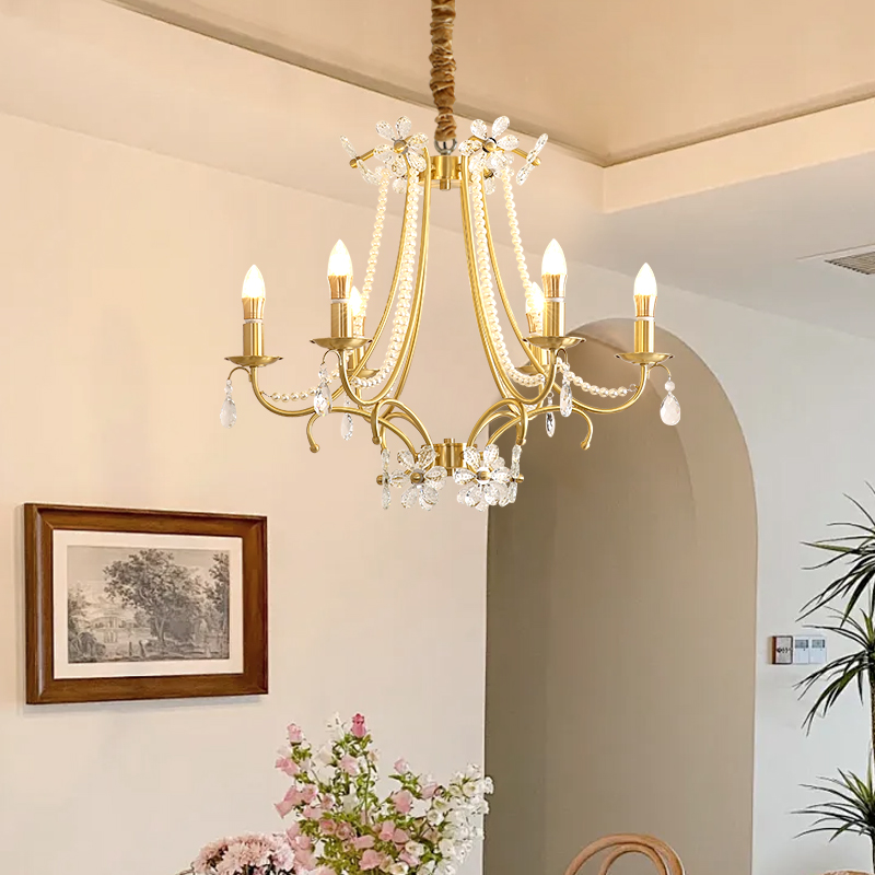 French crystal chandelier villa living room lamp duplex hall master lamp bedroom lamp fixture - Hình ảnh 6