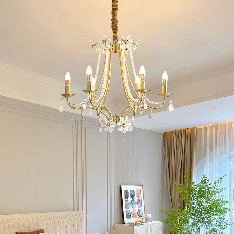 French crystal chandelier villa living room lamp duplex hall master lamp bedroom lamp fixture - Hình ảnh 7