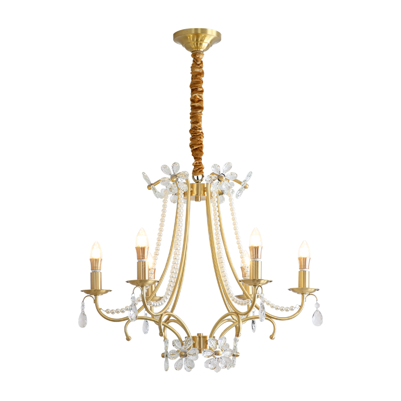 French crystal chandelier villa living room lamp duplex hall master lamp bedroom lamp fixture - Hình ảnh 8