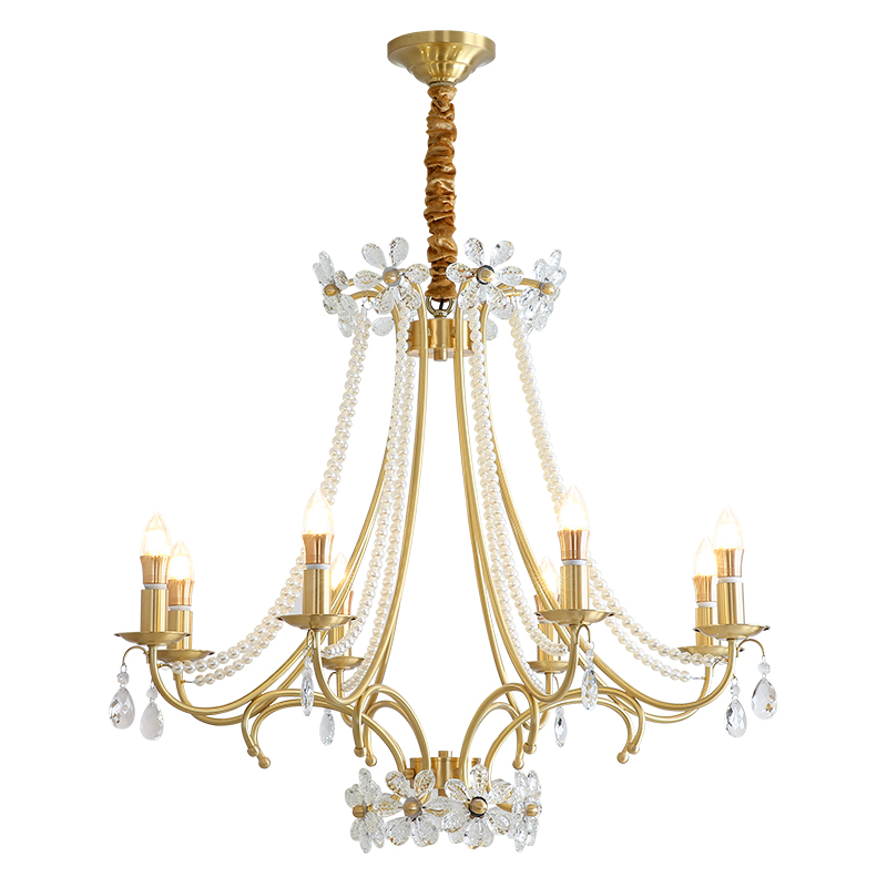 French crystal chandelier villa living room lamp duplex hall master lamp bedroom lamp fixture - Hình ảnh 9