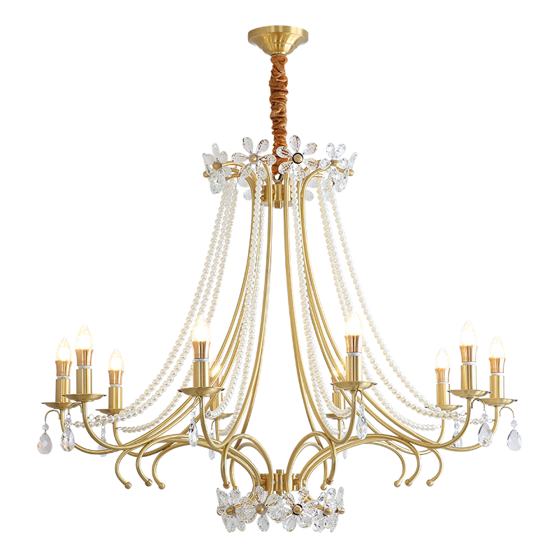 French crystal chandelier villa living room lamp duplex hall master lamp bedroom lamp fixture - Hình ảnh 10