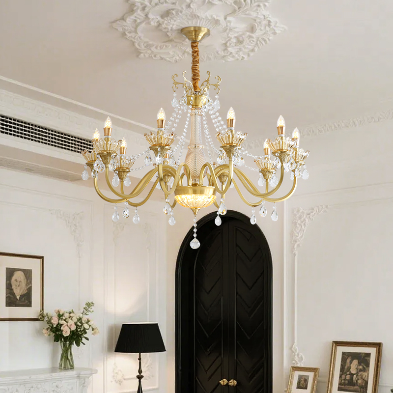Crystal restaurant pendant lamp, modern and simple French style light luxury grand dining room bar table lamp, household dining table lamp, 2025 new model-8107 - 画像 (3)