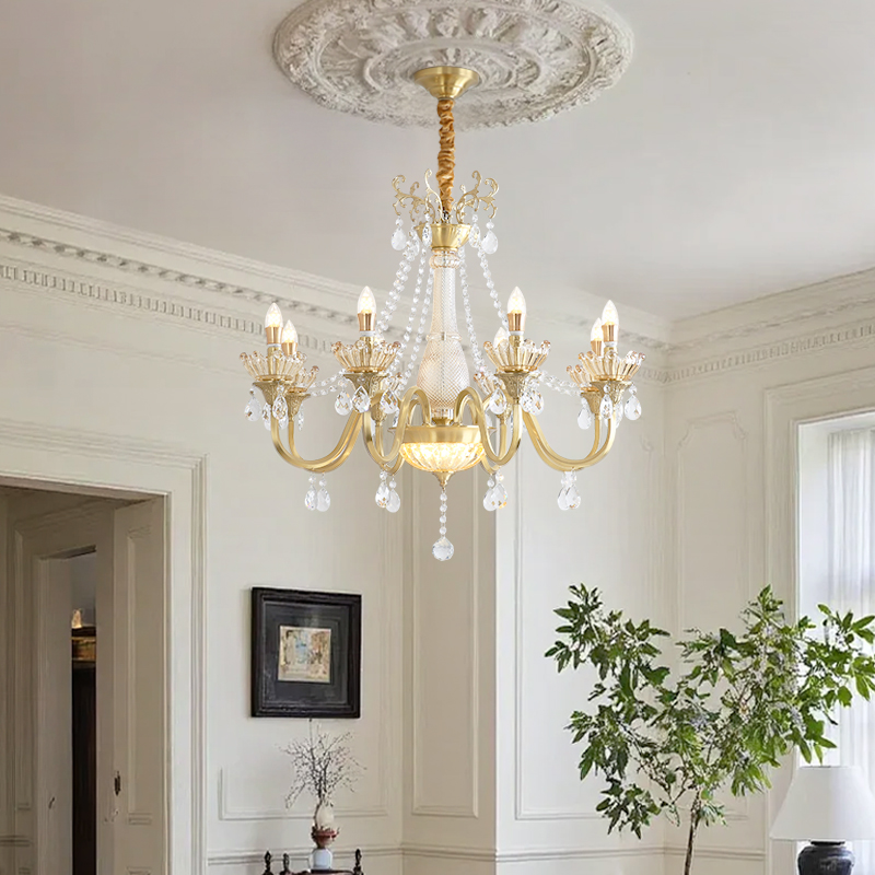 Crystal restaurant pendant lamp, modern and simple French style light luxury grand dining room bar table lamp, household dining table lamp, 2025 new model-8107 - 画像 (4)