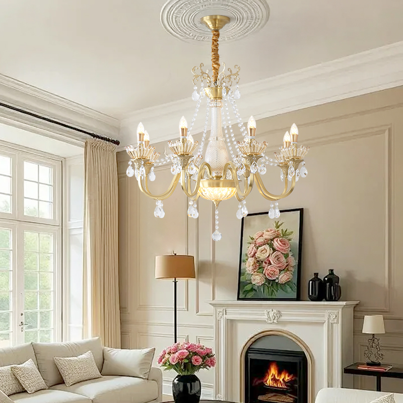 Crystal restaurant pendant lamp, modern and simple French style light luxury grand dining room bar table lamp, household dining table lamp, 2025 new model-8107 - 画像 (5)