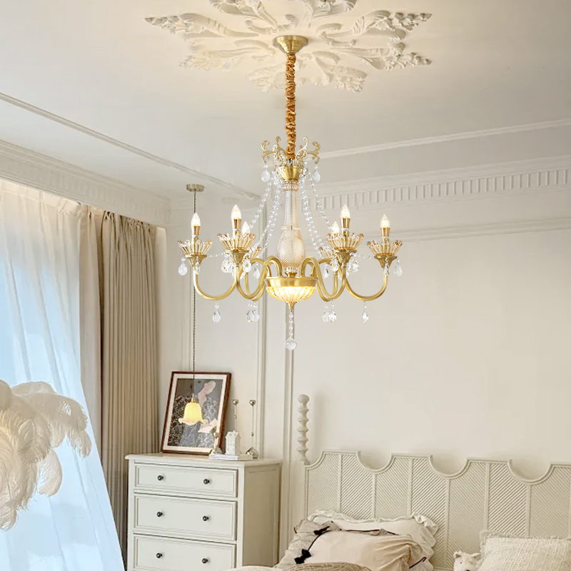 Crystal restaurant pendant lamp, modern and simple French style light luxury grand dining room bar table lamp, household dining table lamp, 2025 new model-8107 - 画像 (6)