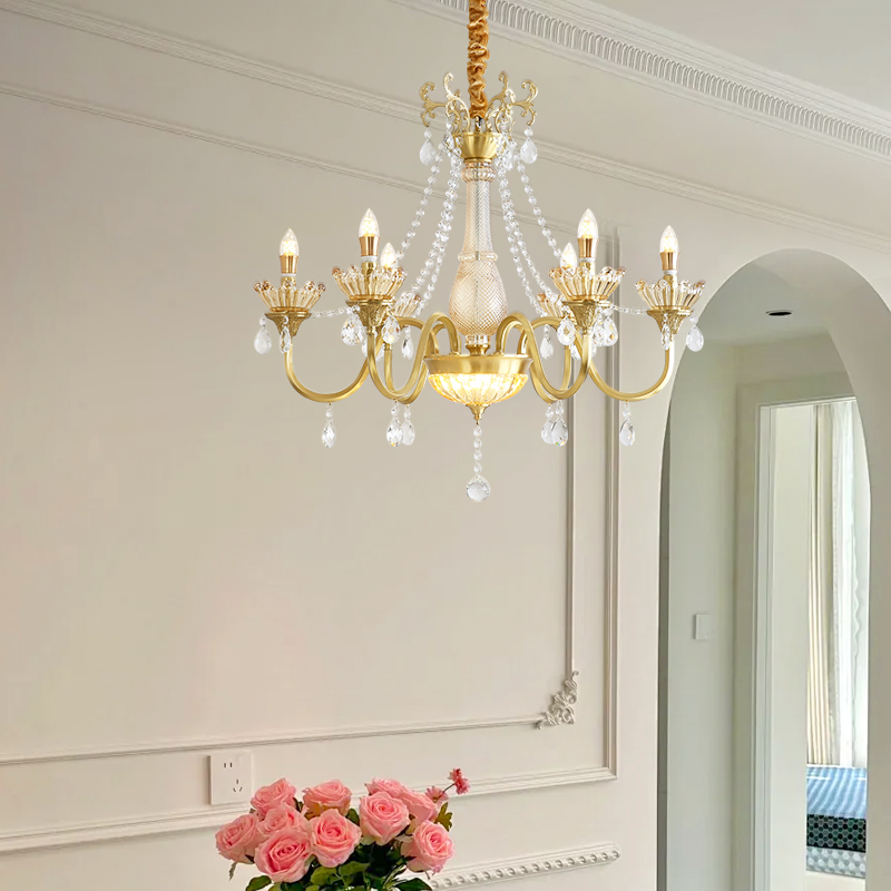 Crystal restaurant pendant lamp, modern and simple French style light luxury grand dining room bar table lamp, household dining table lamp, 2025 new model-8107 - 画像 (7)