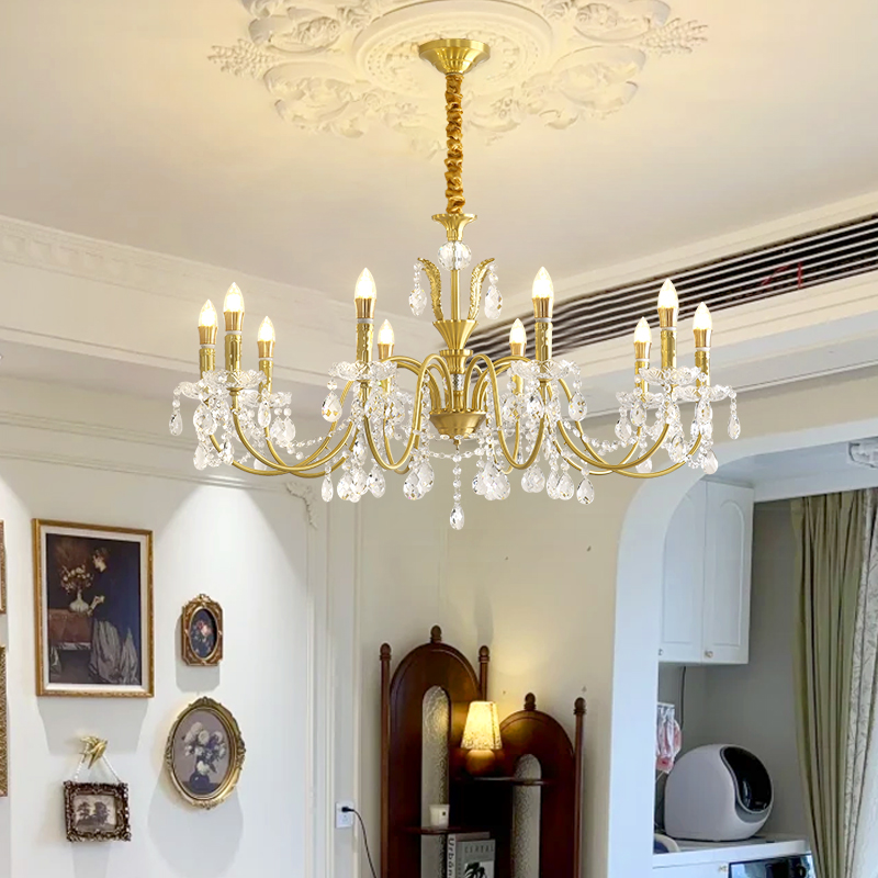 Crystal restaurant pendant lamp, modern and simple French style light luxury grand dining room bar table lamp, household dining table lamp, 2025 new model-8108 - 画像 (3)