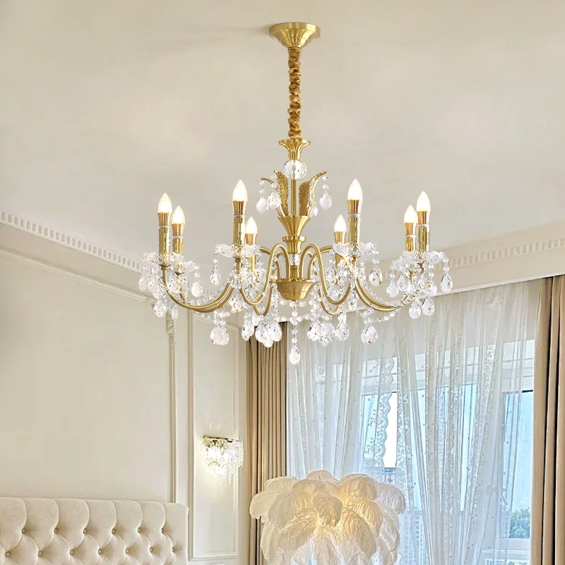 Crystal restaurant pendant lamp, modern and simple French style light luxury grand dining room bar table lamp, household dining table lamp, 2025 new model-8108 - 画像 (5)