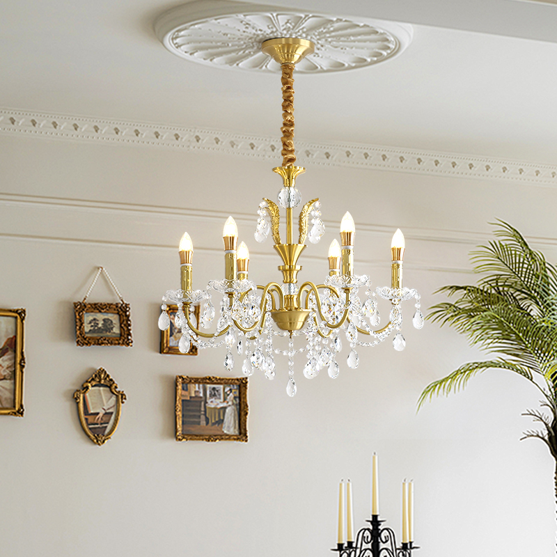 Crystal restaurant pendant lamp, modern and simple French style light luxury grand dining room bar table lamp, household dining table lamp, 2025 new model-8108 - 画像 (6)