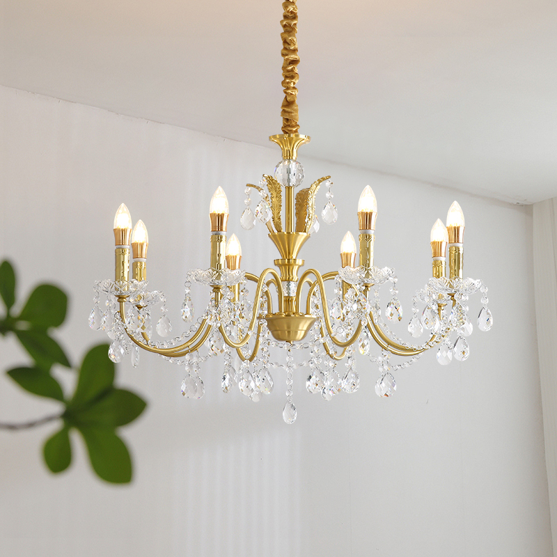 Crystal restaurant pendant lamp, modern and simple French style light luxury grand dining room bar table lamp, household dining table lamp, 2025 new model-8108 - 画像 (7)
