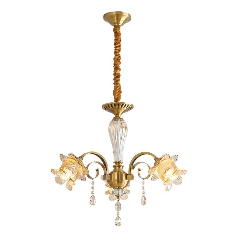 European style all copper pendant light, living room light, main light, American style light luxury duplex building, dining room light, bedroom light, study light-8130 - Imagen 8