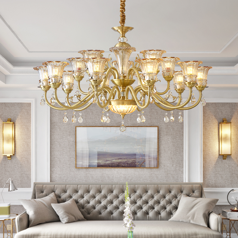 European crystal lights, duplex villas, empty hotel lobbies, luxurious chandeliers, living rooms, bedrooms, dining rooms, crystal lights-8133 - Imagen 3