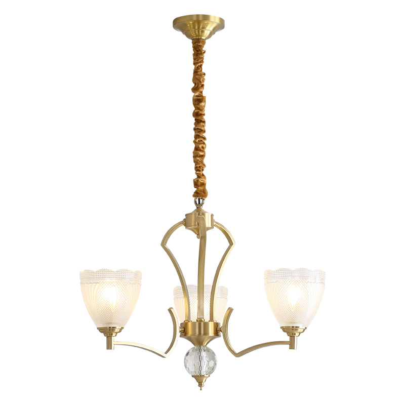 French retro cream style pendant light with flowers, internet famous atmosphere, glass living room, grand dining room light, study bedroom lighting-8135 - 画像 (10)