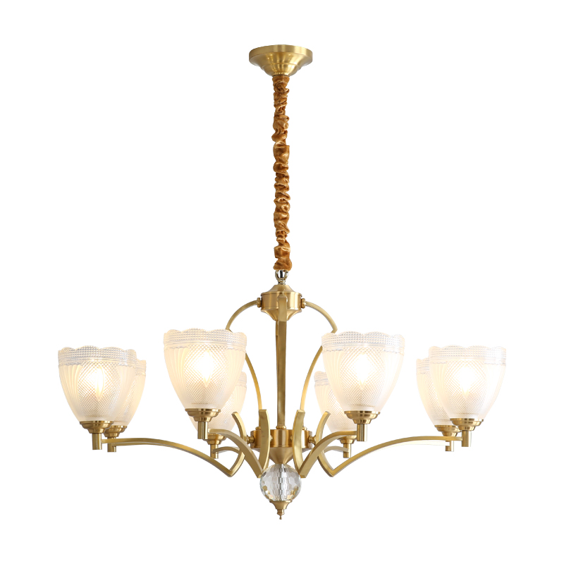French retro cream style pendant light with flowers, internet famous atmosphere, glass living room, grand dining room light, study bedroom lighting-8135 - 画像 (12)