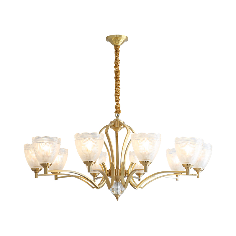 French retro cream style pendant light with flowers, internet famous atmosphere, glass living room, grand dining room light, study bedroom lighting-8135 - 画像 (13)