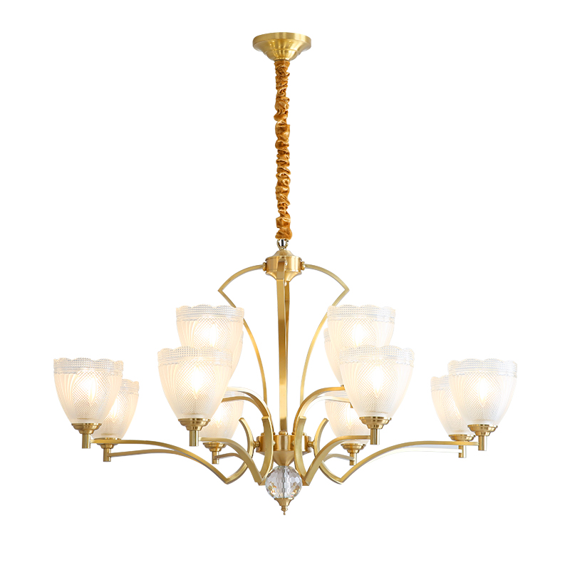 French retro cream style pendant light with flowers, internet famous atmosphere, glass living room, grand dining room light, study bedroom lighting-8135 - 画像 (14)