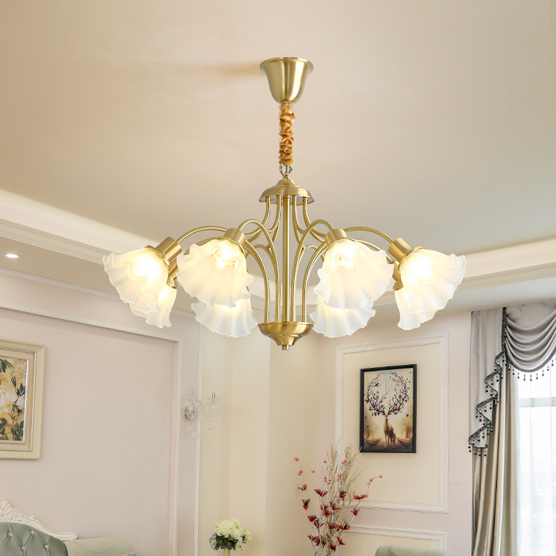 French living room pendant light, personalized and creative, vintage cream warm flower light, bedroom full spectrum projection eye protection lamp-8136 - 이미지 4