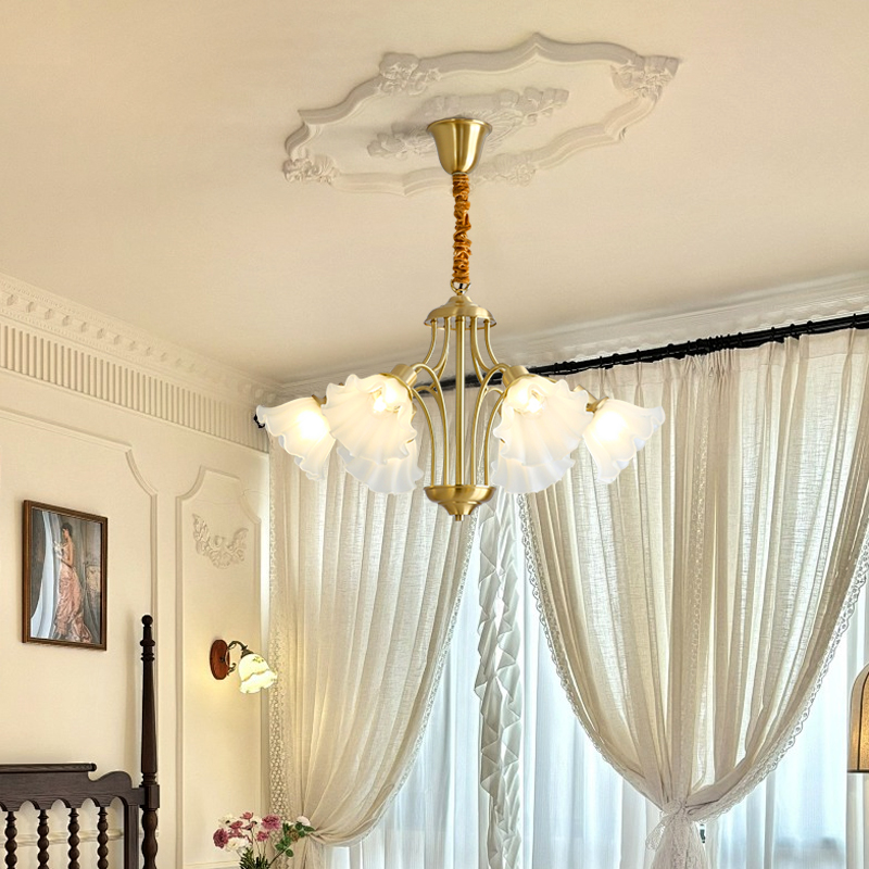 French living room pendant light, personalized and creative, vintage cream warm flower light, bedroom full spectrum projection eye protection lamp-8136 - 이미지 5