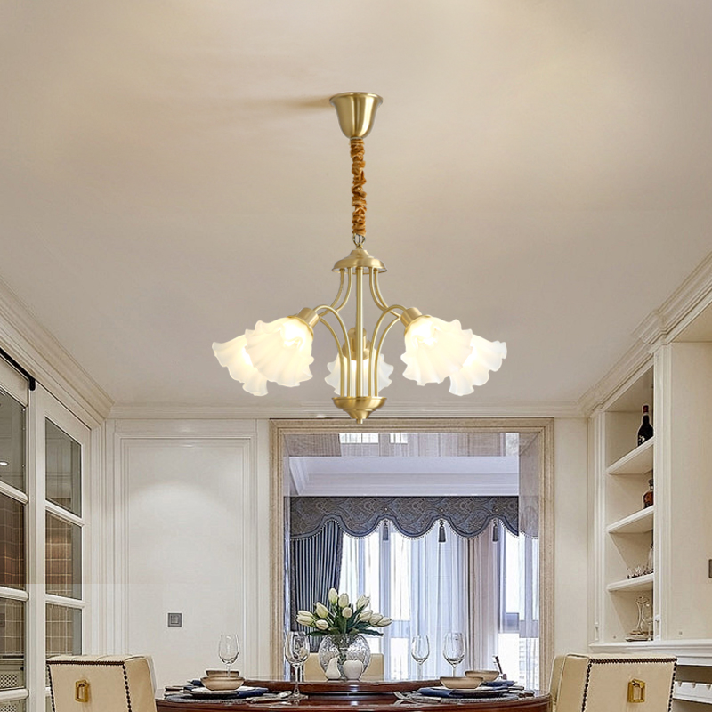 French living room pendant light, personalized and creative, vintage cream warm flower light, bedroom full spectrum projection eye protection lamp-8136 - 이미지 6