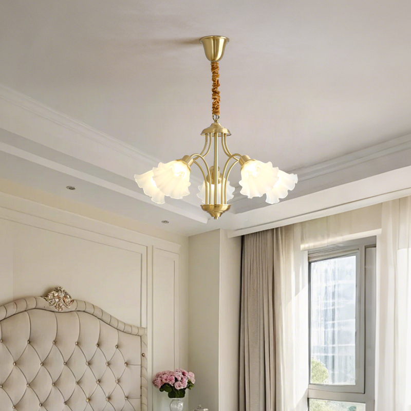 French living room pendant light, personalized and creative, vintage cream warm flower light, bedroom full spectrum projection eye protection lamp-8136 - 이미지 7
