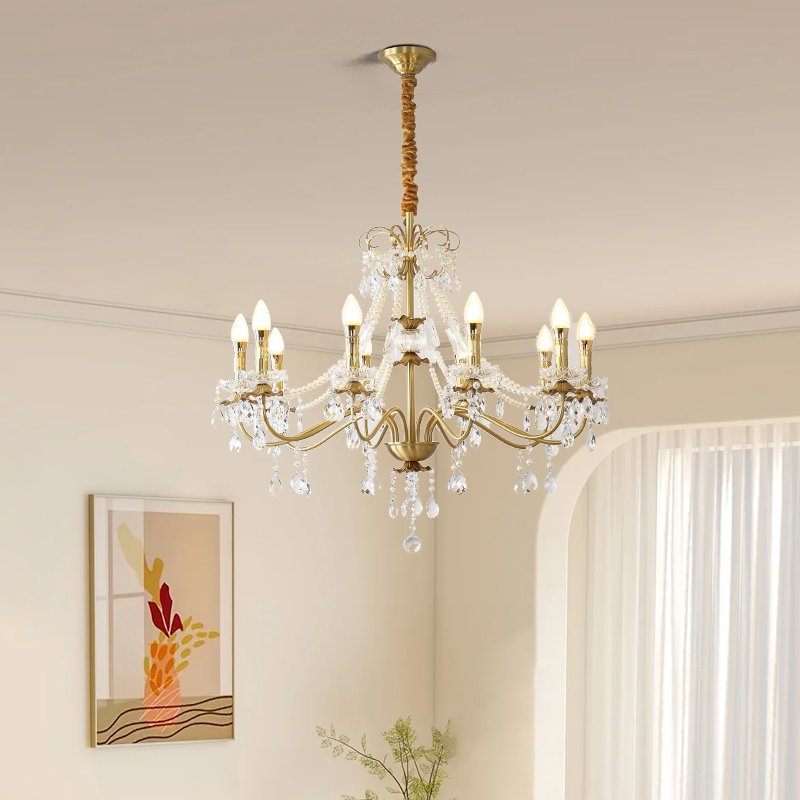 Advanced crystal pendant light, luxurious and atmospheric creative villa bedroom living room main light, French design new restaurant lighting fixtures-8812 - 图片 3