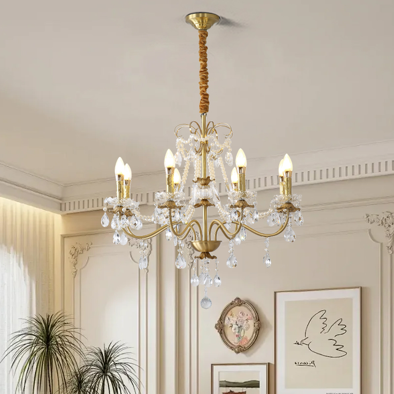 Advanced crystal pendant light, luxurious and atmospheric creative villa bedroom living room main light, French design new restaurant lighting fixtures-8812 - 图片 5