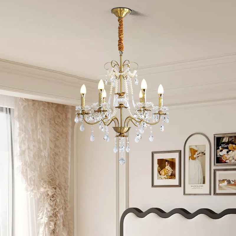 Advanced crystal pendant light, luxurious and atmospheric creative villa bedroom living room main light, French design new restaurant lighting fixtures-8812 - 图片 6