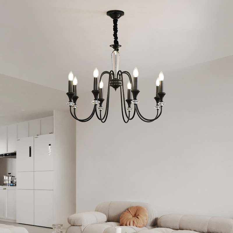 Digya French Retro Black Crystal Candle Pendant European Vintage Living Room Bedroom Atmospheric Luxury Lighting-8845 - 이미지 3
