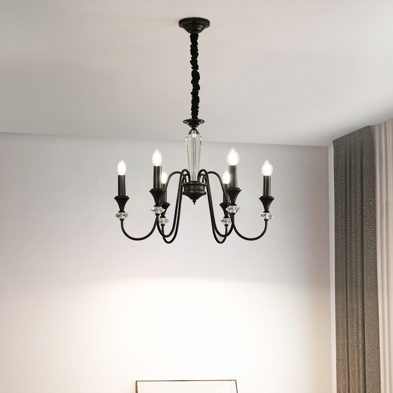 Digya French Retro Black Crystal Candle Pendant European Vintage Living Room Bedroom Atmospheric Luxury Lighting-8845 - 이미지 5