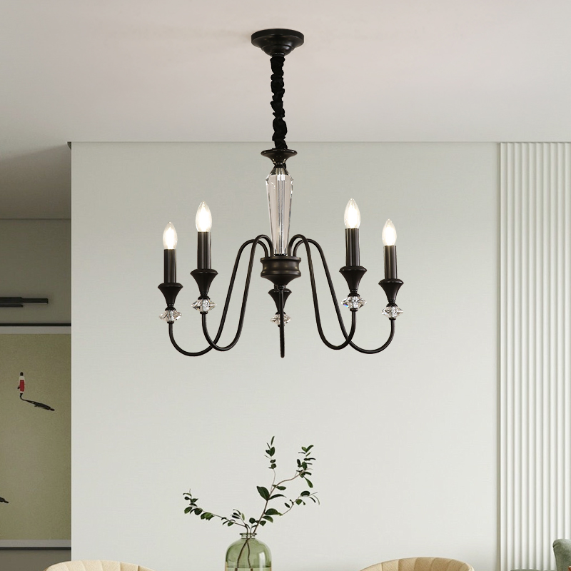 Digya French Retro Black Crystal Candle Pendant European Vintage Living Room Bedroom Atmospheric Luxury Lighting-8845 - 이미지 6
