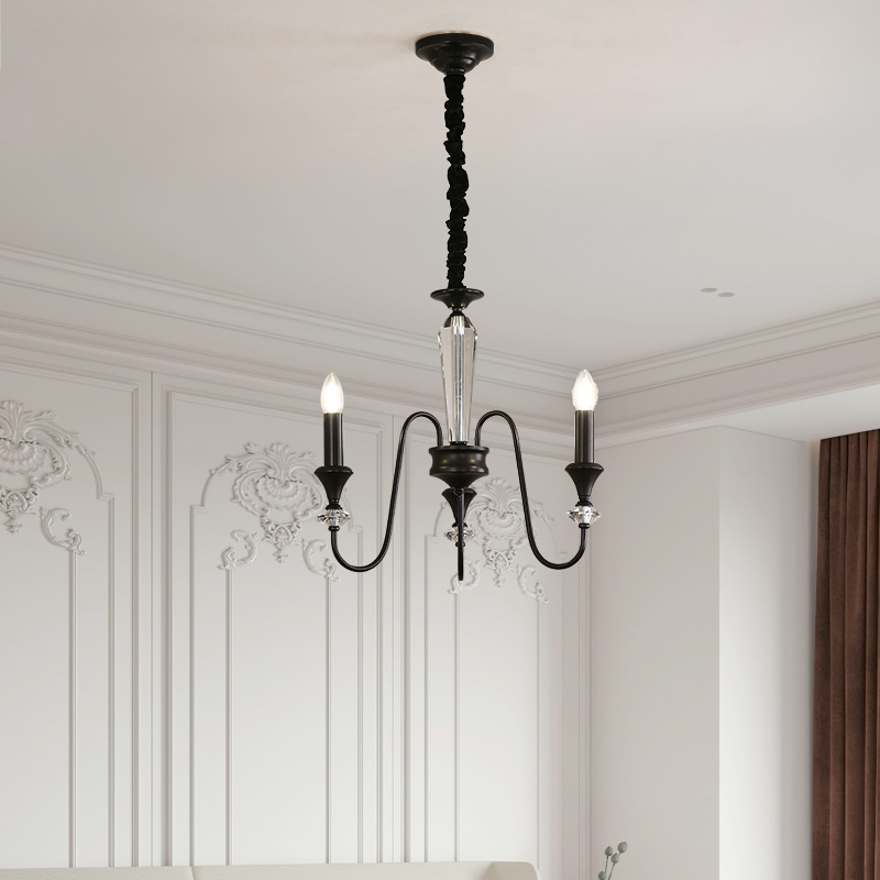 Digya French Retro Black Crystal Candle Pendant European Vintage Living Room Bedroom Atmospheric Luxury Lighting-8845 - 이미지 7