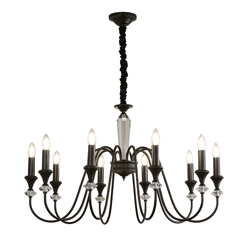 Digya French Retro Black Crystal Candle Pendant European Vintage Living Room Bedroom Atmospheric Luxury Lighting-8845 - 이미지 19