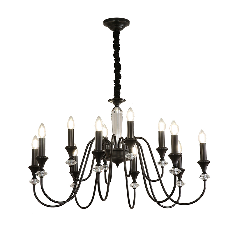 Digya French Retro Black Crystal Candle Pendant European Vintage Living Room Bedroom Atmospheric Luxury Lighting-8845 - 이미지 20