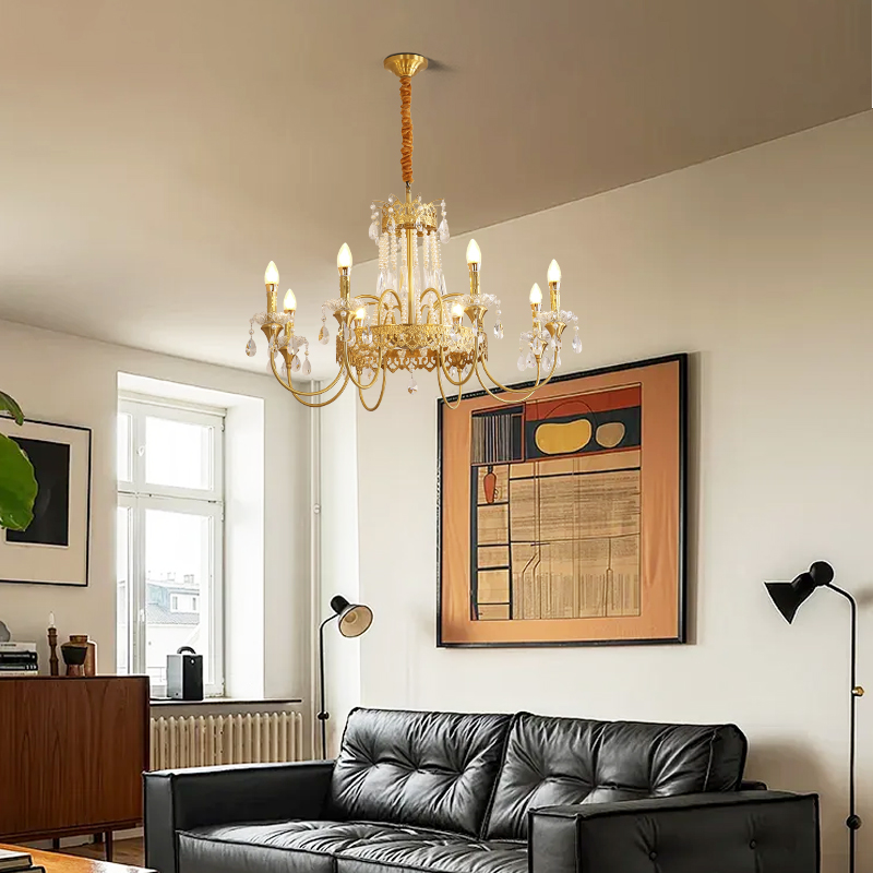 Duplex crystal chandelier villa hotel engineering hall lamp atmospheric European living room chandelier staircase chandelier-9933 - Imagen 3