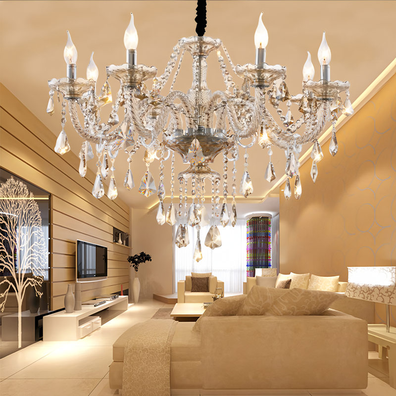 Cognac color double-layer European crystal chandelier, duplex villa staircase candle lamp, hotel engineering lamp, large chandelier-6059 - Imagen 3