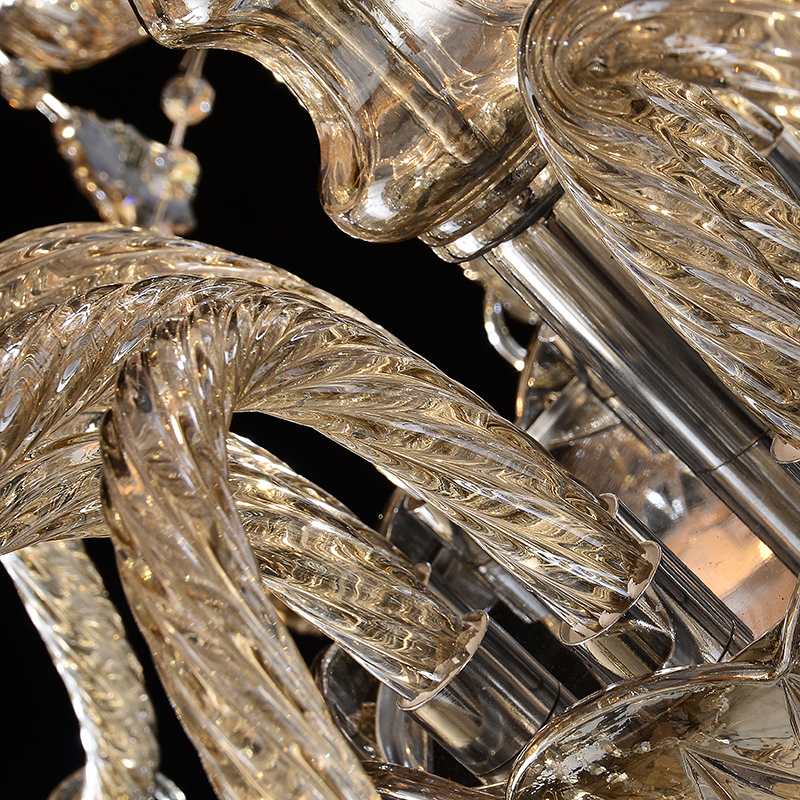 Cognac color double-layer European crystal chandelier, duplex villa staircase candle lamp, hotel engineering lamp, large chandelier-6059 - Imagen 9